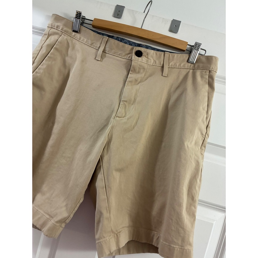 Michael Kors Khaki Chino Shorts Size 33 Stretch Cotton Twill Flat Front Luxury